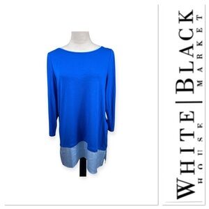 White House Black Market blue woven hem top size medium